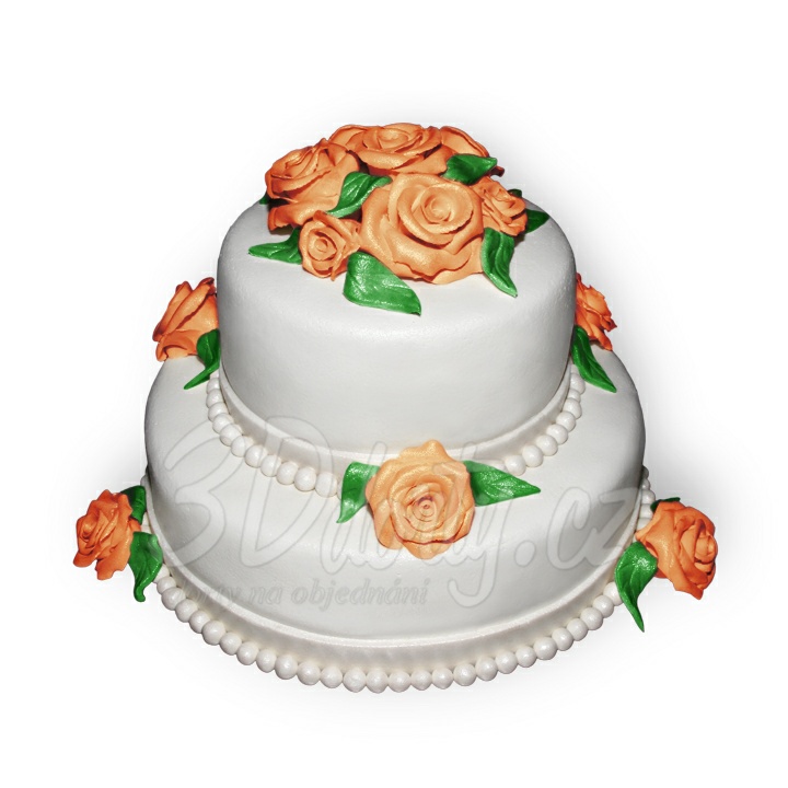 Marcipánový dort s růžemi 2 patra